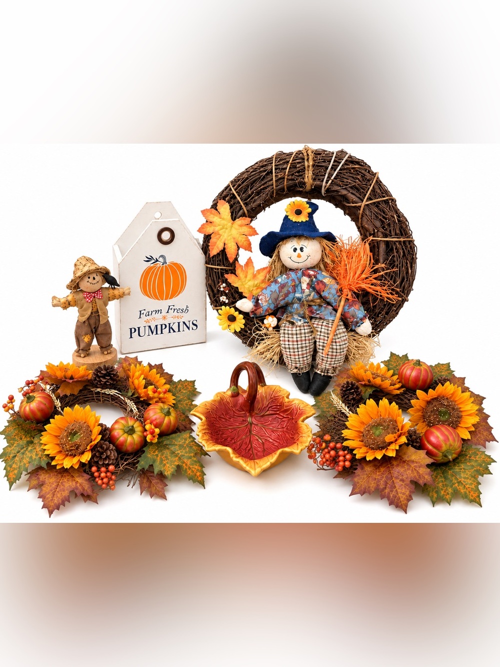 Rustic Farmhouse Autumn Fall Decor Bundle- Wreaths, table decor